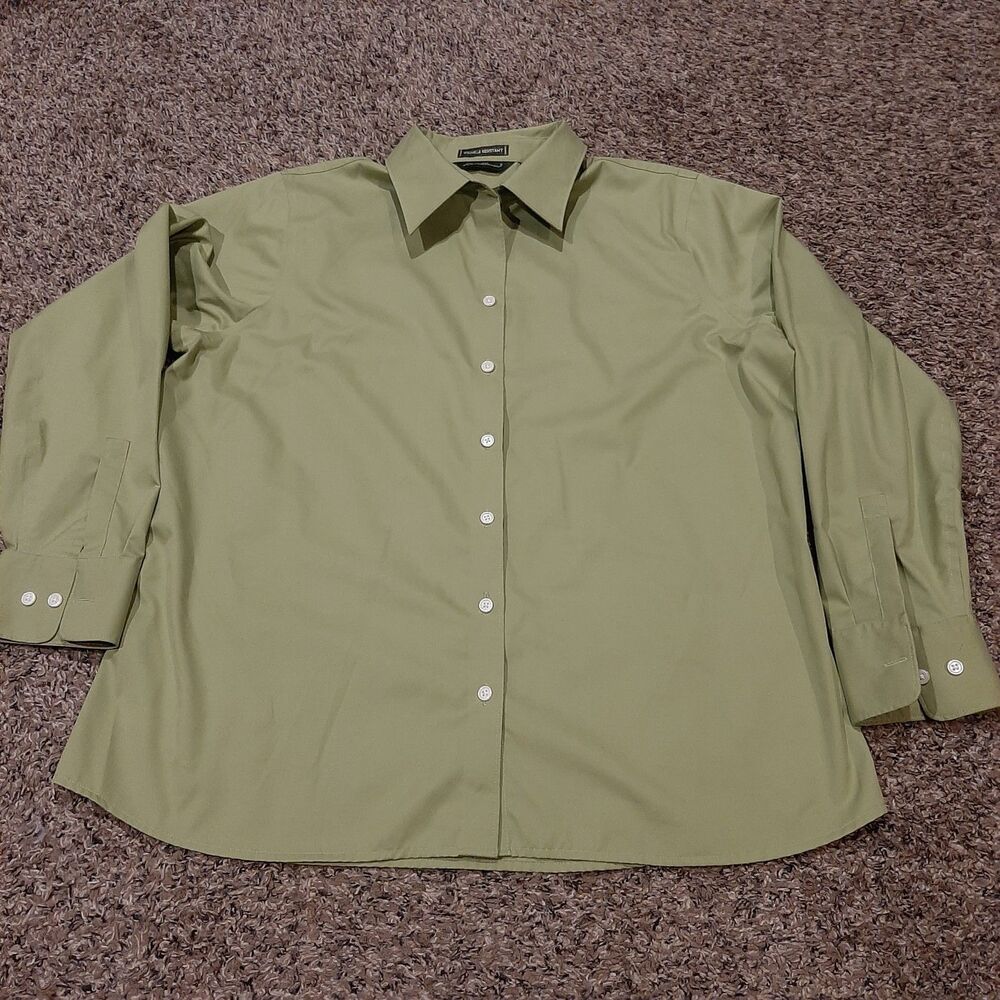 Eddie Bauer Wrinkle Resistant Women’s XL 3/4 Sleeve Shirt Olive 100% Cotton